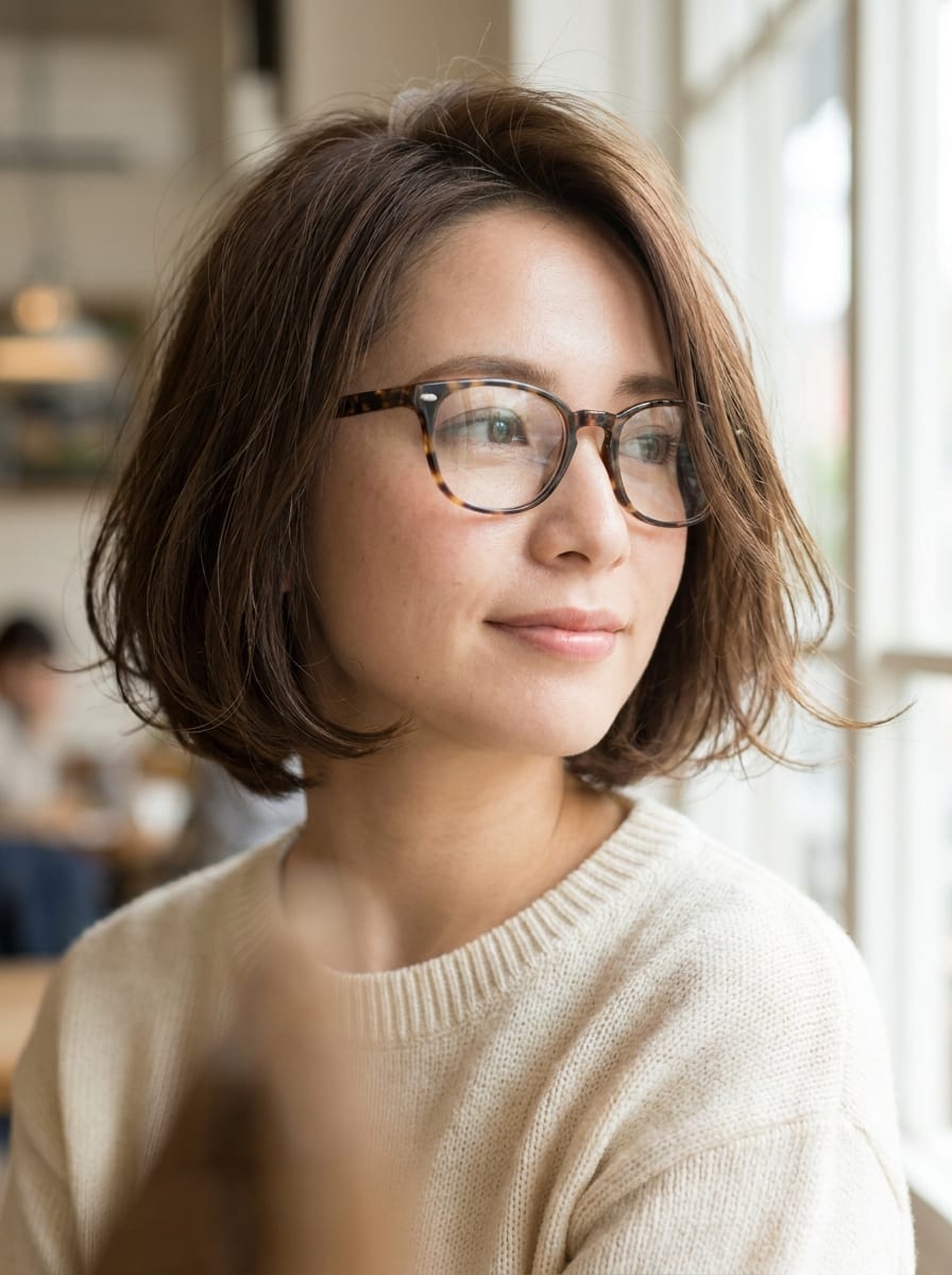 Kurzer Bob mit Brille - Kurzhaarfrisur mit Brille